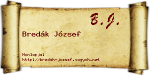 Bredák József névjegykártya