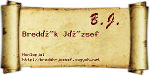 Bredák József névjegykártya